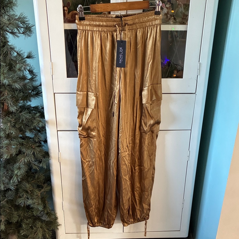 Rachel Zoe Los Angeles New York sz XS Gold Cargo Jogger Pants nwt